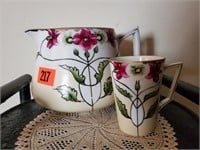 Hand painted Nippon pitcher, cup