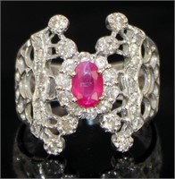 18kt Gold .85 ct Natural Ruby & Diamond Ring