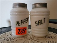 Antique milk glass salt & pepper set