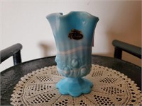 Fenton pedestal fluted vase