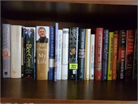 Shelf of autobiography & assorted hardback