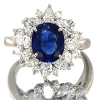 Platinum 3.72 ct Natural Sapphire & Diamond Ring