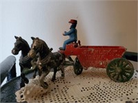 Cast iron horse drawn Stanley Dump Wagon with