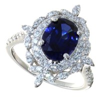 14k Gold 3.20 ct Sapphire & Diamond Ring