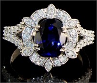 14kt Gold 3.32 ct Sapphire & Diamond Ring
