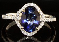 14kt Gold 2.61 ct Sapphire & Diamond Ring