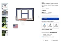 W7602  Lifetime Basketball Backboard and Rim