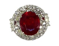 14k Gold 9.88 ct Oval Ruby & Diamond Ring