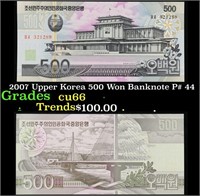 2007 Upper Korea 500 Won Banknote P# 44 Grades Gem