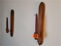 Wooden wall sconces, pair