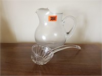 Glass beverage pitcher, punch ladle