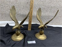 Pair of brass eagles
