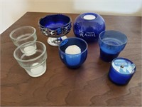 Colbalt blue glassware, votive holders