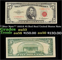 **Star Note** 1953A $5 Red Seal United States Note
