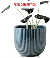 $38  Pinstripe Blue Ceramic Flower Pots- 7.9 Inche