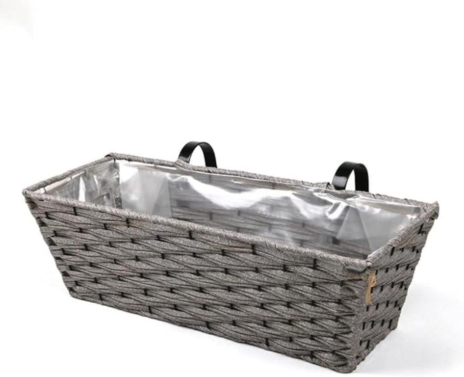 SM4039 19 Rattan Grey Planter Trough Basket