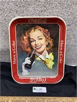 Coca -Cola Tray. girl with yellow scarf