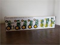 John Deere miniature toy tractors, boxed set of 8
