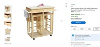 E1194  Wooden Kitchen Trolley Cart With 2 Stool