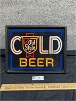Old Style Cold Beer plastic lighted sign