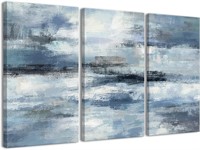 $54  Blue/Grey Abstract 3pc Canvas Wall Art (A-1)
