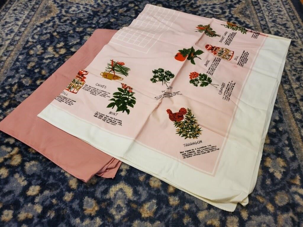Vintage herb, blush pink table cloth