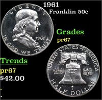 Proof 1961 Franklin Half Dollar 50c Grades GEM++ P