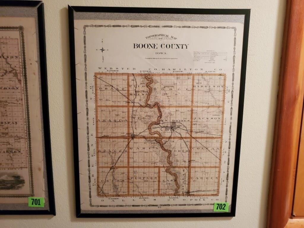 Framed Boone County Topographical Map