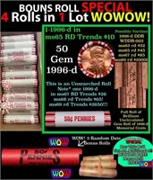 THIS AUCTION ONLY! BU Shotgun Lincoln 1c roll, 199