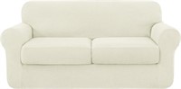 R7042  High Stretch 3 Piece Sofa Cover Ivory Med