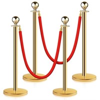 FM7742  Stainless Queue Post 5 ft Red Rope Set 4
