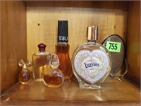 Perfume bottles, hand mirror