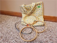 Tote bag of embroidery hoops