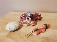 Clam, lobster, crab trinket boxes