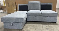 FB2815  Grey Upholstered Sofa Bed with Storage Cha