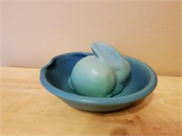 Van Briggle pottery bowl, rabbit