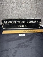 Bankers Trust Company Owner Cast-Iron Type Sign