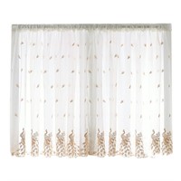 R7283   Short Feather Embroidered Sheer Curtain