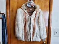 Rabbit fur hooded coat
size medium