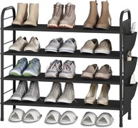 C7585  Shoe Rack Storage Organizer 4 Tier Black.