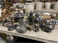 Silver colored serving pieces