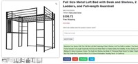 E6680 Full Size Metal Loft Bed with Desk  Shelves