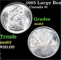 1965 Large Beads, Blunt 5 Canada Dollar 1 Grades S