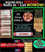 THIS AUCTION ONLY! BU Shotgun Lincoln 1c roll, 199