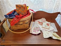 Basket of handkerchiefs, bandanas