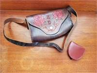 Harley Davidson leather tooled handbag, coin