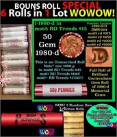 THIS AUCTION ONLY! BU Shotgun Lincoln 1c roll, 198