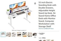 B2193 55 inch Electric Standing Desk with Drawers