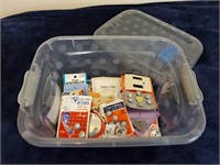 Buttons, sewing notions
storage tote included