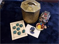 Vintage canister of buttons